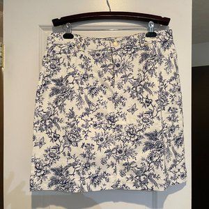 Talbots Blue and White Toile Mini Skirt, Size 14, NWT